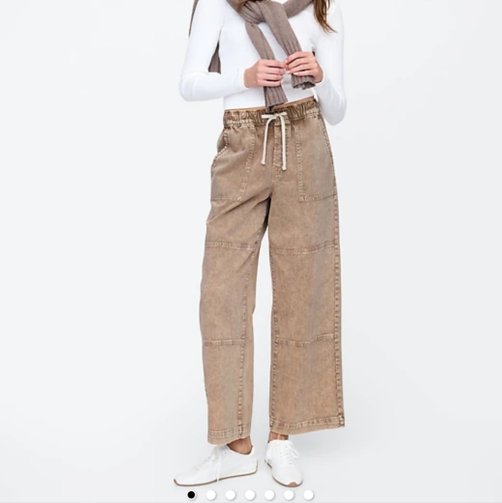 Women's Gap Wide Leg/Pull On Drawstring Pants - S Tan/Mushroom